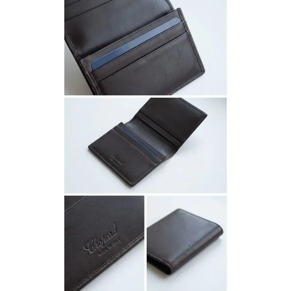 Chopard Men's Brown Leather Bifold ID Card Holder Wallet ITALY